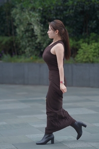 精选街拍 NO.2094 棕色修身长裙[182P／396MB]